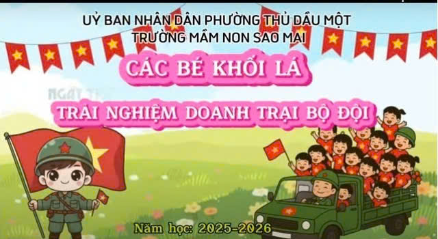 Các bé khối lá trải nghiệm doanh trại bộ đội